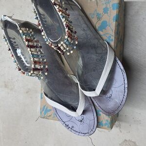 Beaded Sandals with Ivory Straps